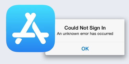 App Store: «Произошла неизвестная ошибка»;  не могу подключиться к App Store