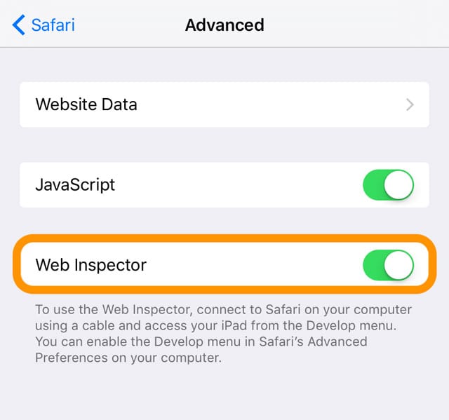 Как использовать Web Inspector для отладки мобильного Safari (iPhone или iPad)