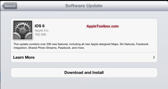 iOS 6 уже доступна.  Как обновить iPad, iPhone или iPod Touch до iOS 6 по беспроводной сети