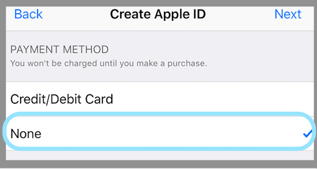 Нет Нет опции при настройке оплаты Apple ID?