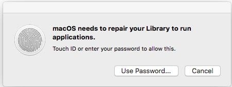 macOS High Sierra необходимо восстановить вашу библиотеку, как исправить