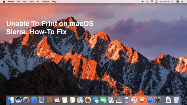 Невозможно печатать с помощью macOS Sierra, инструкции