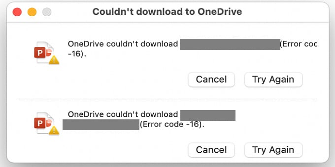 Исправлено: OneDrive не может загрузить файл (ошибка 16) на Mac